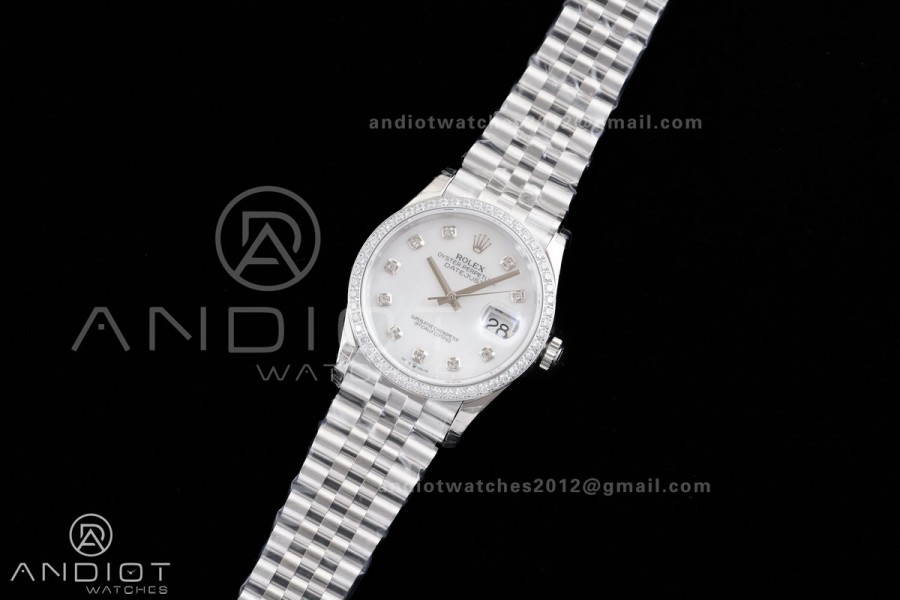 DateJust 36 126234 GSF 1:1 Best Edition White MOP Diamonds Dial on SS Jubilee Bracelet A3235