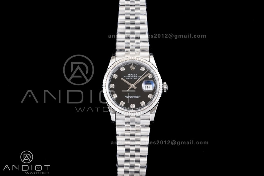 DateJust 36 126234 GSF 1:1 Best Edition Black Diamonds Dial on SS Jubilee Bracelet A3235
