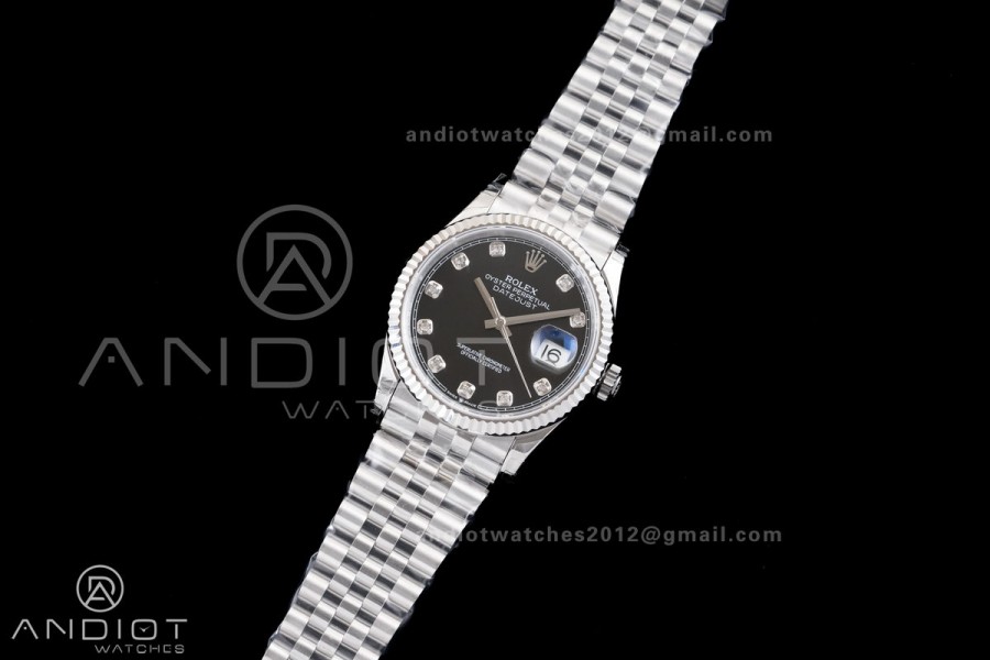 DateJust 36 126234 GSF 1:1 Best Edition Black Diamonds Dial on SS Jubilee Bracelet A3235