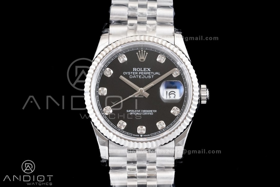DateJust 36 126234 GSF 1:1 Best Edition Black Diamonds Dial on SS Jubilee Bracelet A3235