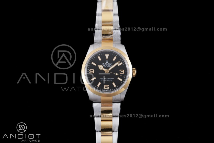 Explorer 124273 36mm Steel EWEF 1:1 Best Edition Black Dial on SS/YG Bracelet A3230
