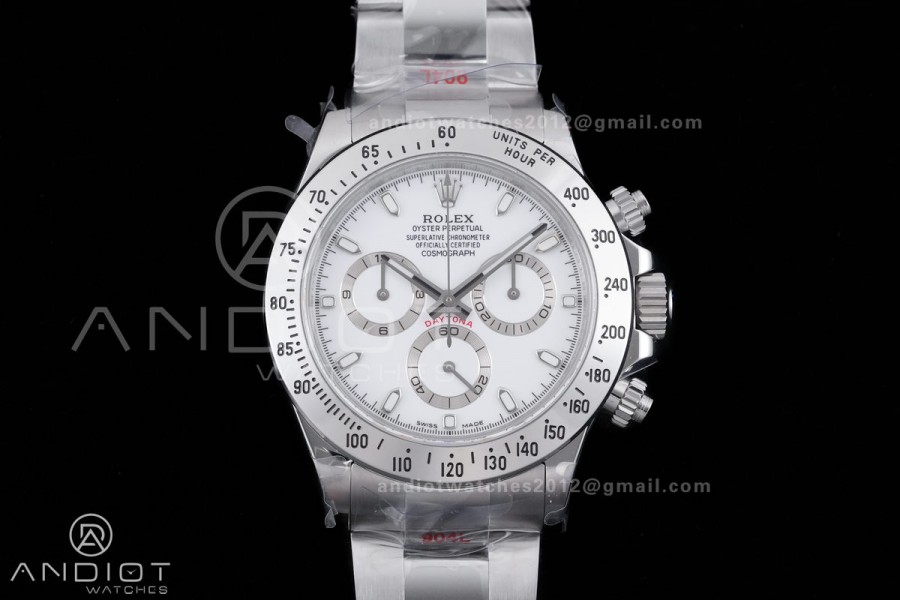 Daytona 116520 QF 1:1 Best Edition White Dial on SS Bracelet SA4130 V2