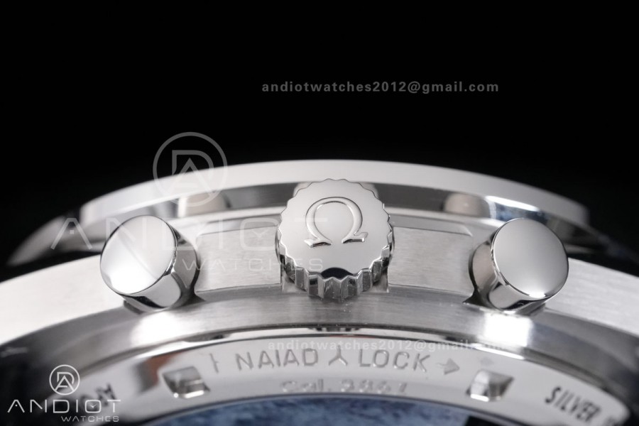 Speedmaster Professional Snoopy SS SMF 1:1 Best Edition Silver Dial Blue Marker On Blue Nylon Strap A3861(Free SS Bracelet)