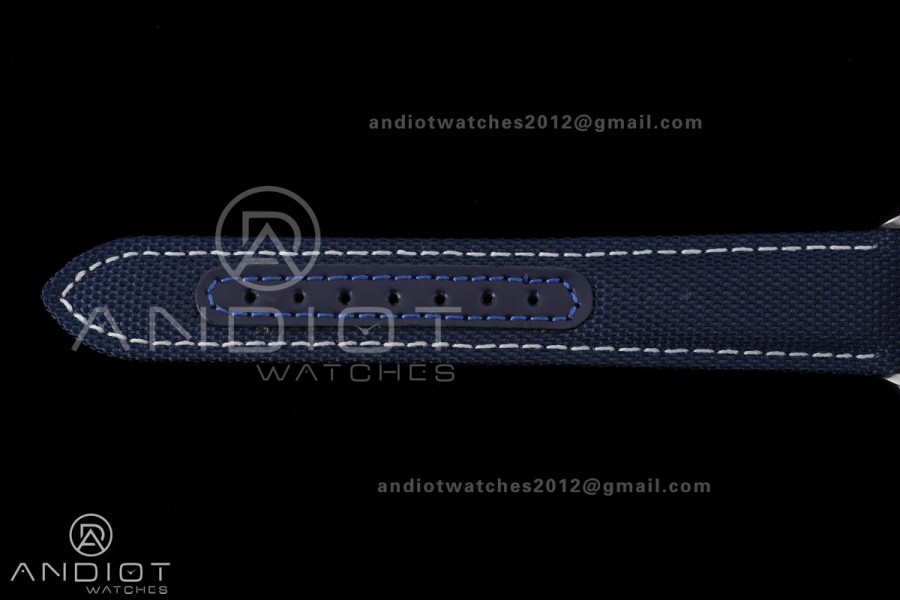 Speedmaster Professional Snoopy SS SMF 1:1 Best Edition Silver Dial Blue Marker On Blue Nylon Strap A3861(Free SS Bracelet)