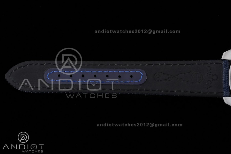 Speedmaster Professional Snoopy SS SMF 1:1 Best Edition Silver Dial Blue Marker On Blue Nylon Strap A3861(Free SS Bracelet)