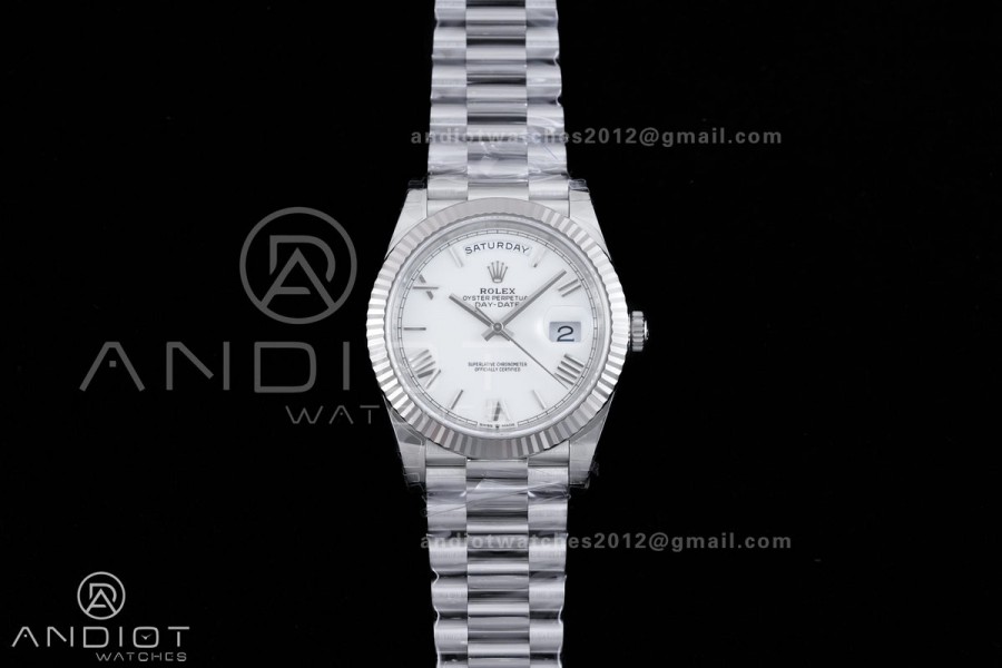 DayDate 40 228239 VSF 1:1 Best Edition White Roman Dial on President Bracelet VS3255 V2 (Gain Weight)182g