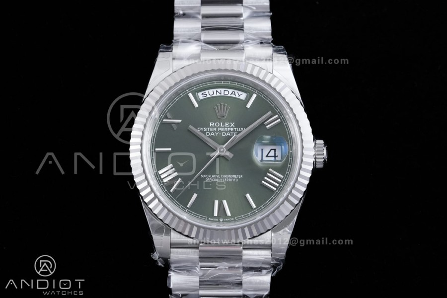 DayDate 40 228239 VSF 1:1 Best Edition Green Roman Dial on President Bracelet VS3255 V2 (Gain Weight)182g