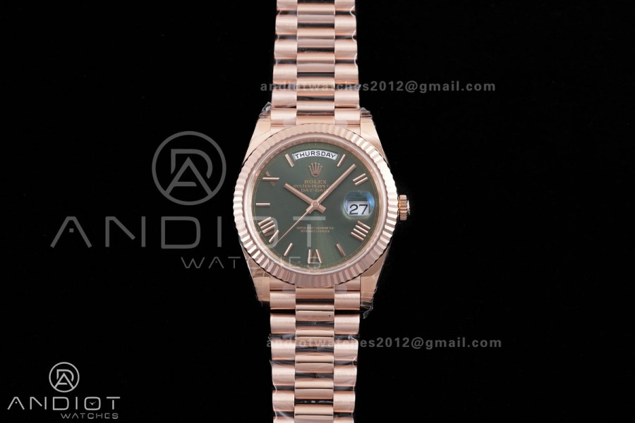 Day Date 228235 40mm 904L RG VSF 1:1 Best Edition Green Dial Roman Marker On RG President Bracelet DD3255