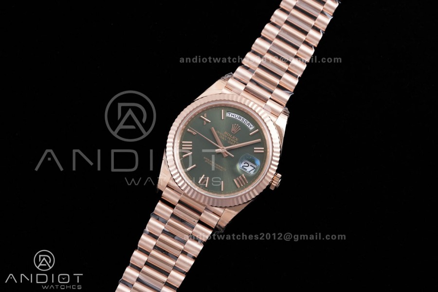 Day Date 228235 40mm 904L RG VSF 1:1 Best Edition Green Dial Roman Marker On RG President Bracelet DD3255