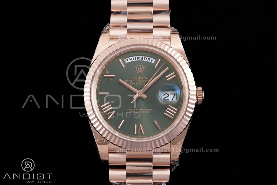 Day Date 228235 40mm 904L RG VSF 1:1 Best Edition Green Dial Roman Marker On RG President Bracelet DD3255