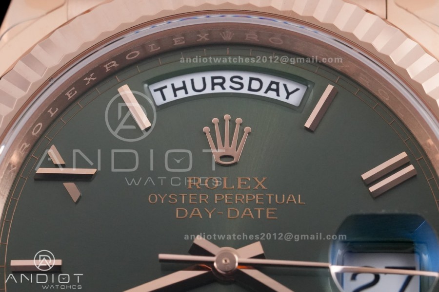 Day Date 228235 40mm 904L RG VSF 1:1 Best Edition Green Dial Roman Marker On RG President Bracelet DD3255