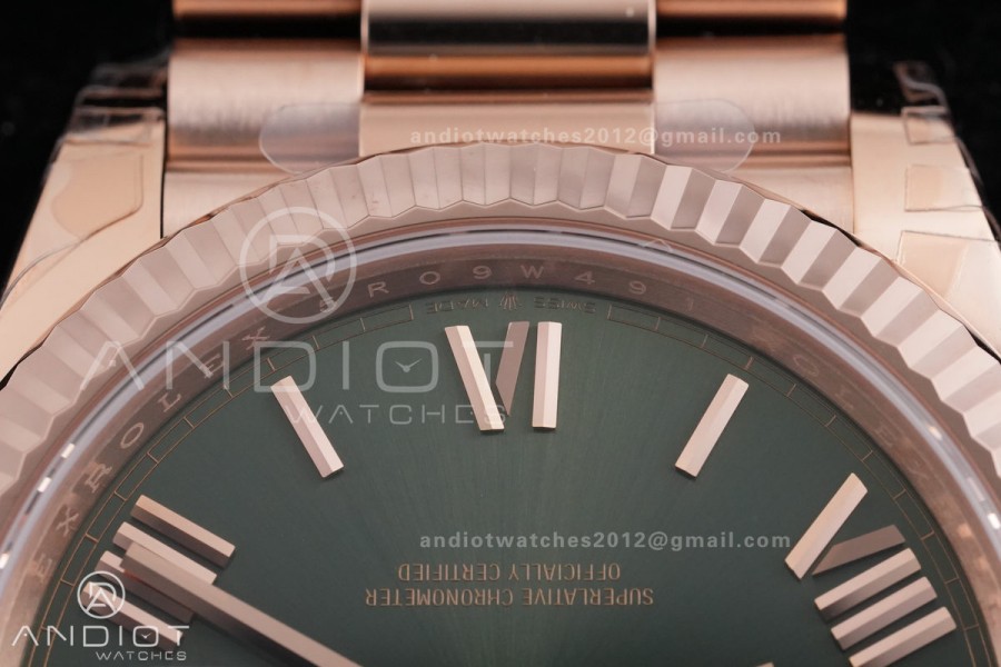 Day Date 228235 40mm 904L RG VSF 1:1 Best Edition Green Dial Roman Marker On RG President Bracelet DD3255
