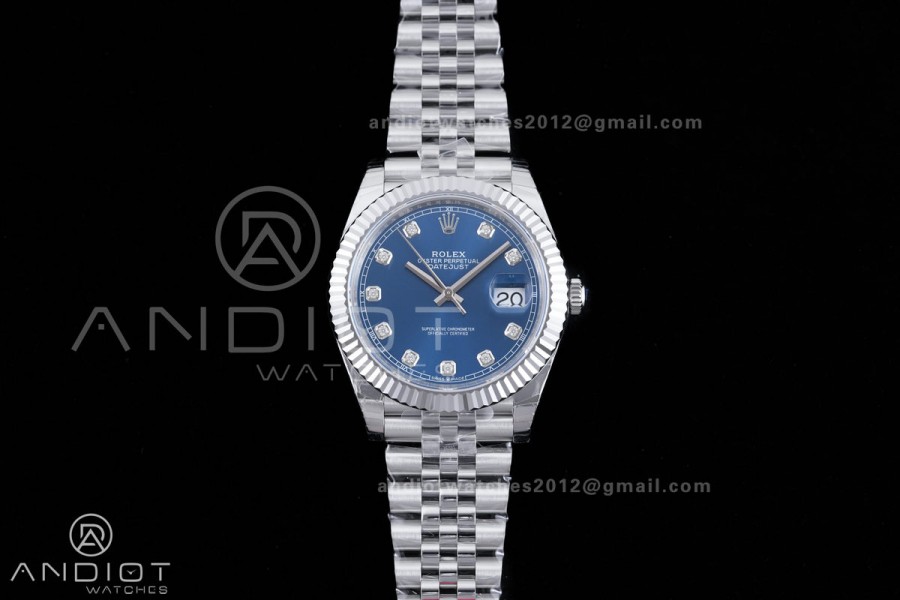 DateJust 41 126334 904L SS V2 VSF 1:1 Best Edition Blue Dial Diamond Marker On Jubilee Bracelet DD3235