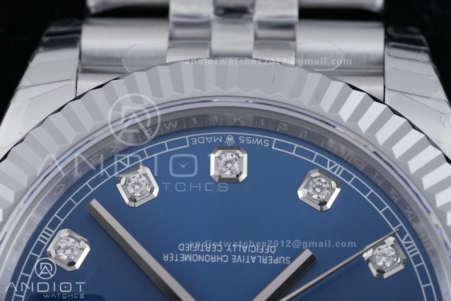 DateJust 41 126334 904L SS V2 VSF 1:1 Best Edition Blue Dial Diamond Marker On Jubilee Bracelet DD3235