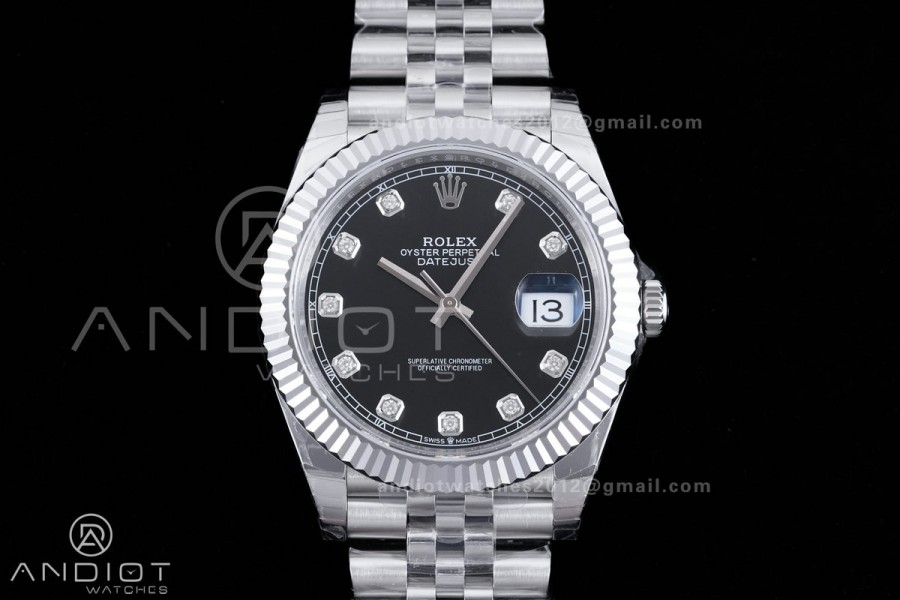 DateJust 41 126334 904L SS V2 VSF 1:1 Best Edition Black Dial Diamond Marker On Jubilee Bracelet DD3235