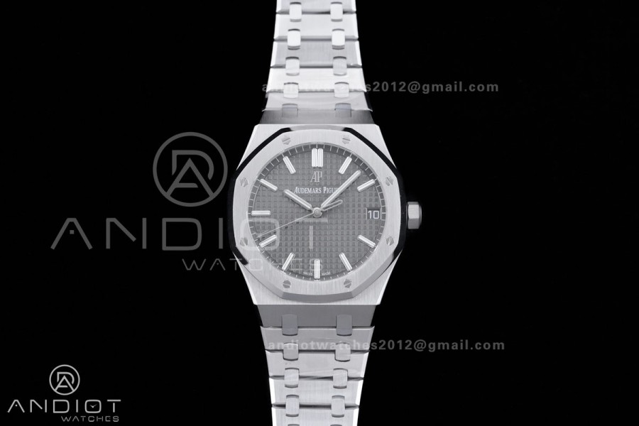 Royal Oak 41mm 15500 SS APSF 1:1 Best Edition Grey Textured Dial on SS Bracelet A4302 Super Clone