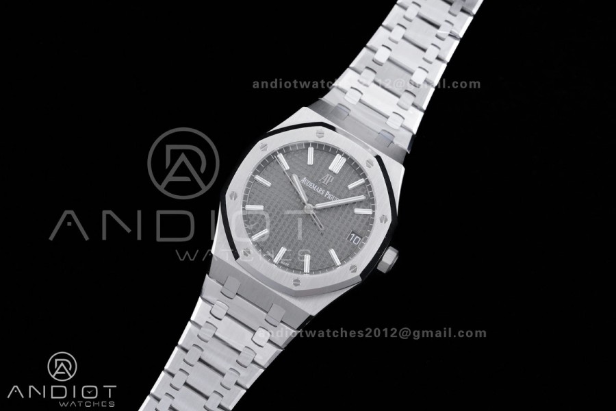 Royal Oak 41mm 15500 SS APSF 1:1 Best Edition Grey Textured Dial on SS Bracelet A4302 Super Clone