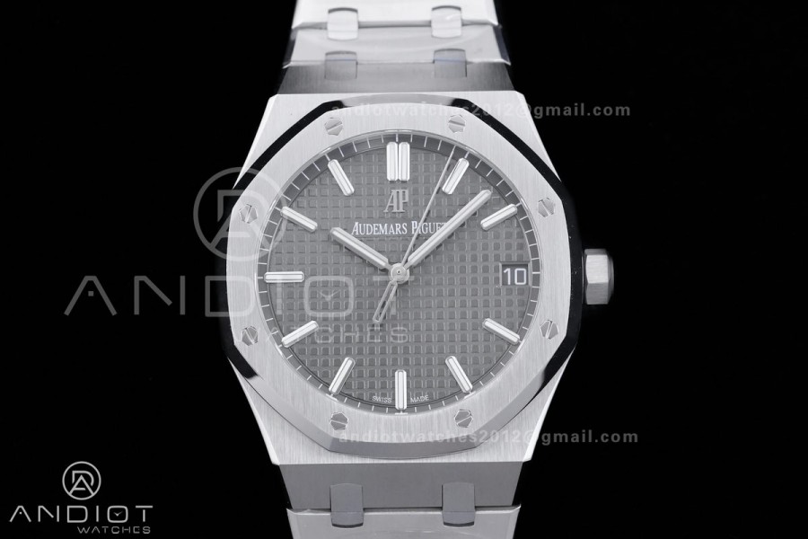 Royal Oak 41mm 15500 SS APSF 1:1 Best Edition Grey Textured Dial on SS Bracelet A4302 Super Clone