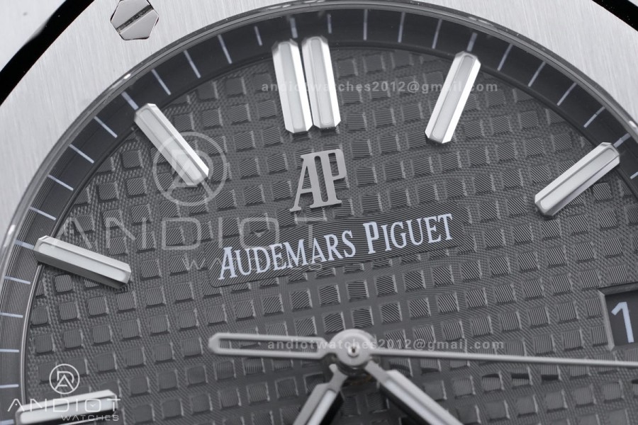 Royal Oak 41mm 15500 SS APSF 1:1 Best Edition Grey Textured Dial on SS Bracelet A4302 Super Clone