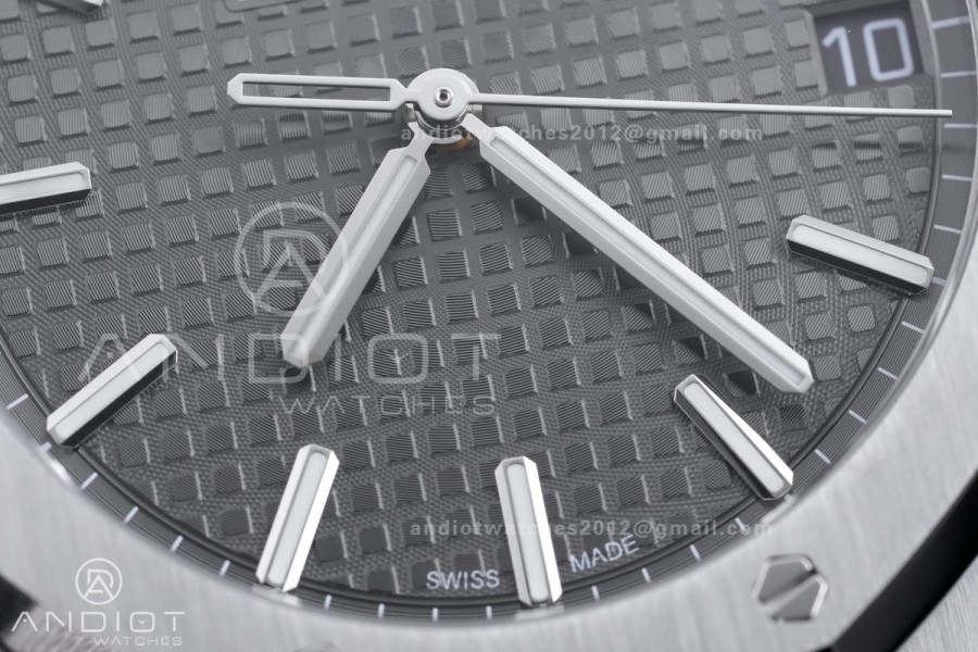 Royal Oak 41mm 15500 SS APSF 1:1 Best Edition Grey Textured Dial on SS Bracelet A4302 Super Clone