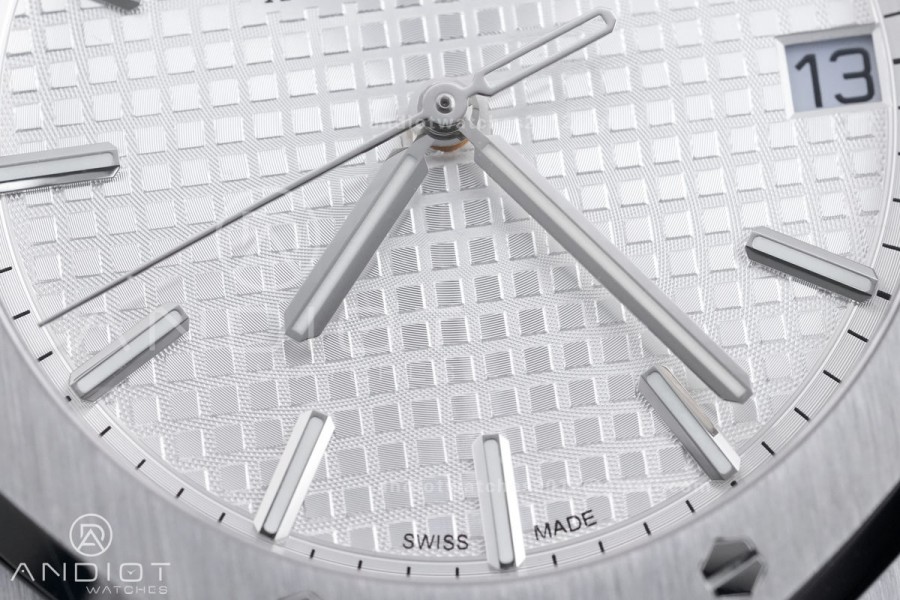 Royal Oak 41mm 15500 SS APSF 1:1 Best Edition White Textured Dial on SS Bracelet A4302 Super Clone