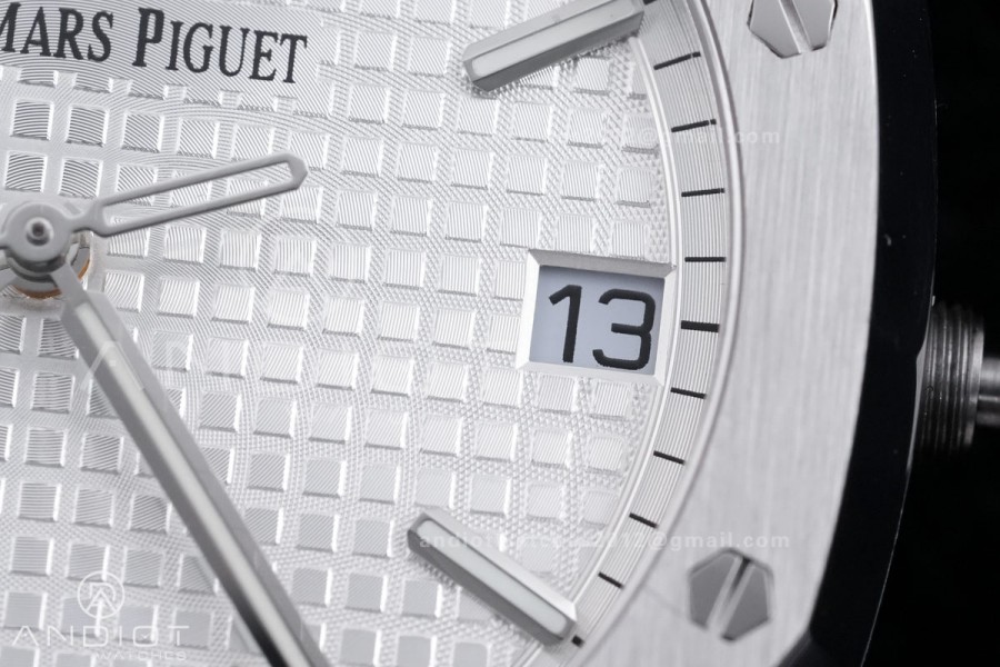 Royal Oak 41mm 15500 SS APSF 1:1 Best Edition White Textured Dial on SS Bracelet A4302 Super Clone