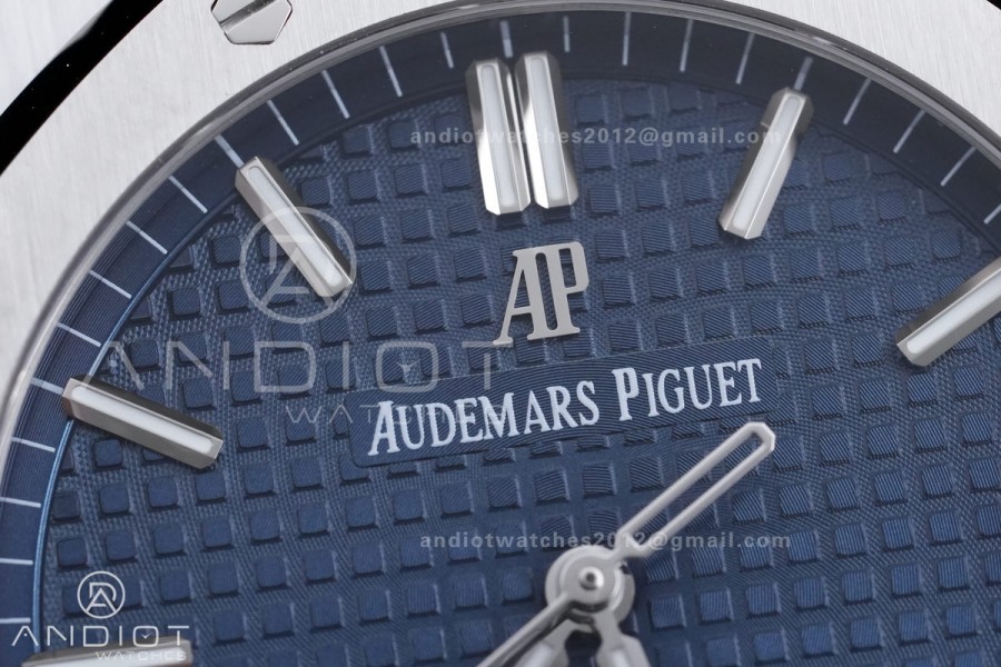Royal Oak 41mm 15500 SS APSF 1:1 Best Edition Blue Textured Dial on SS Bracelet A4302 Super Clone