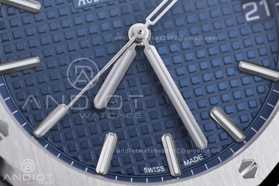 Royal Oak 41mm 15500 SS APSF 1:1 Best Edition Blue Textured Dial on SS Bracelet A4302 Super Clone