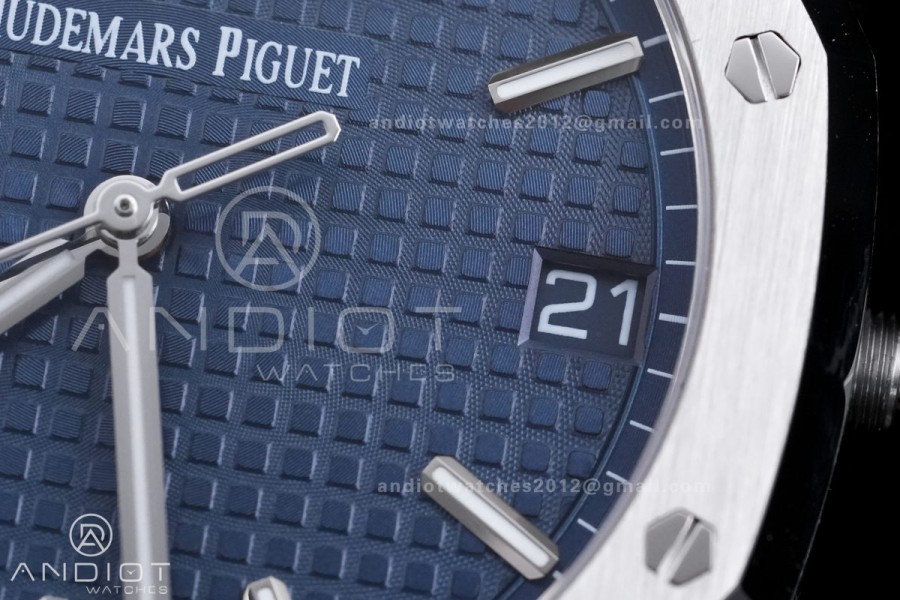 Royal Oak 41mm 15500 SS APSF 1:1 Best Edition Blue Textured Dial on SS Bracelet A4302 Super Clone