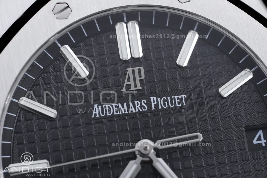 Royal Oak 41mm 15500 SS APSF 1:1 Best Edition Black Textured Dial on SS Bracelet A4302 Super Clone