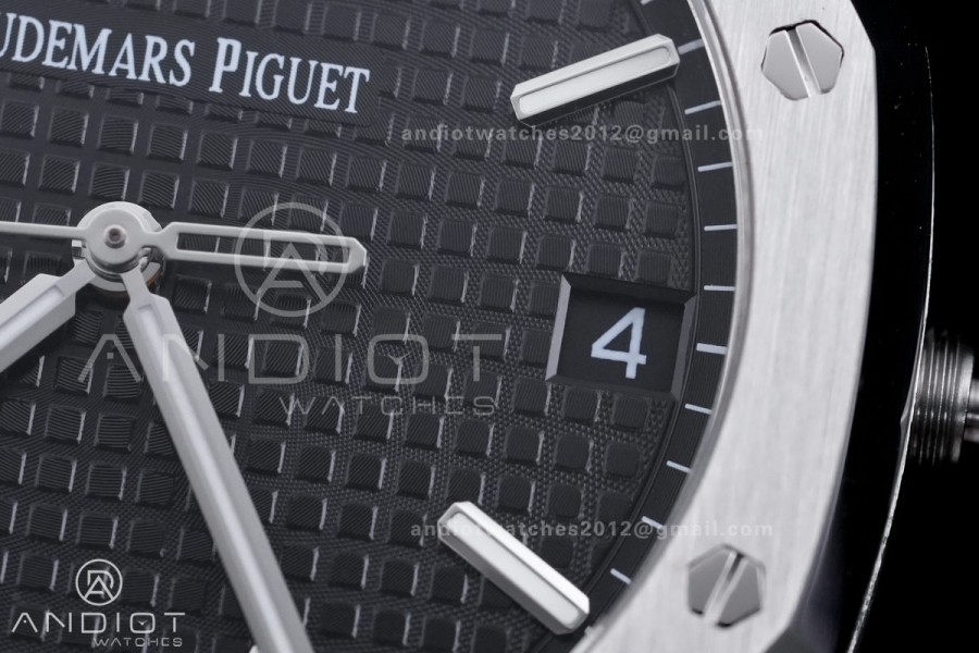 Royal Oak 41mm 15500 SS APSF 1:1 Best Edition Black Textured Dial on SS Bracelet A4302 Super Clone