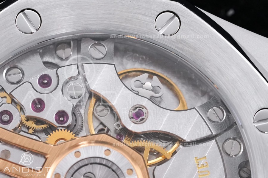 Royal Oak 41mm 15500 SS APSF 1:1 Best Edition Black Textured Dial on SS Bracelet A4302 Super Clone