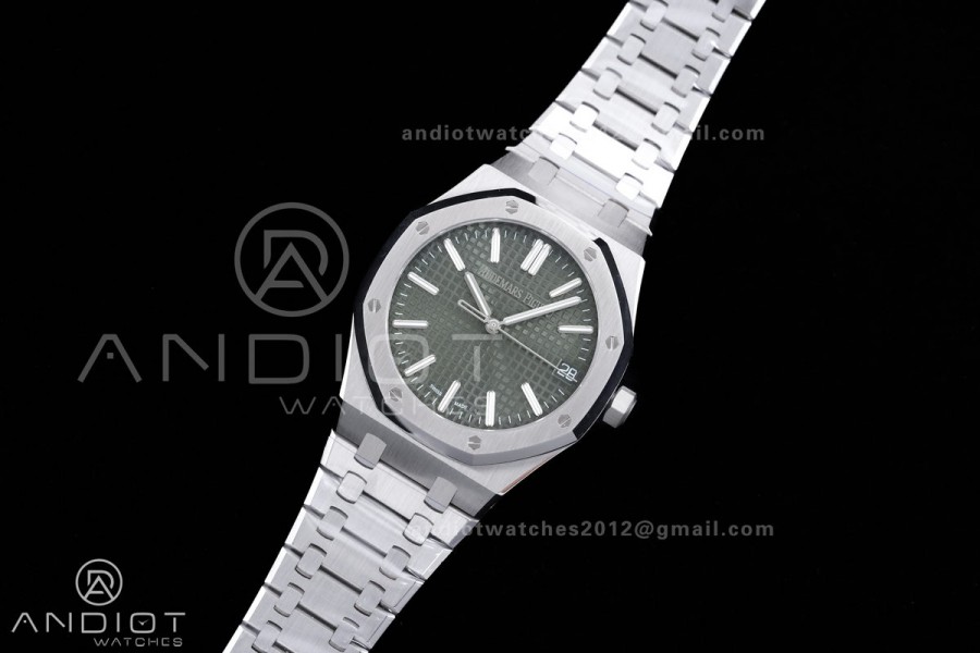 Royal Oak 15510 SS APSF 1:1 Best Edition Green Dial on SS Bracelet SA4302 Super Clone