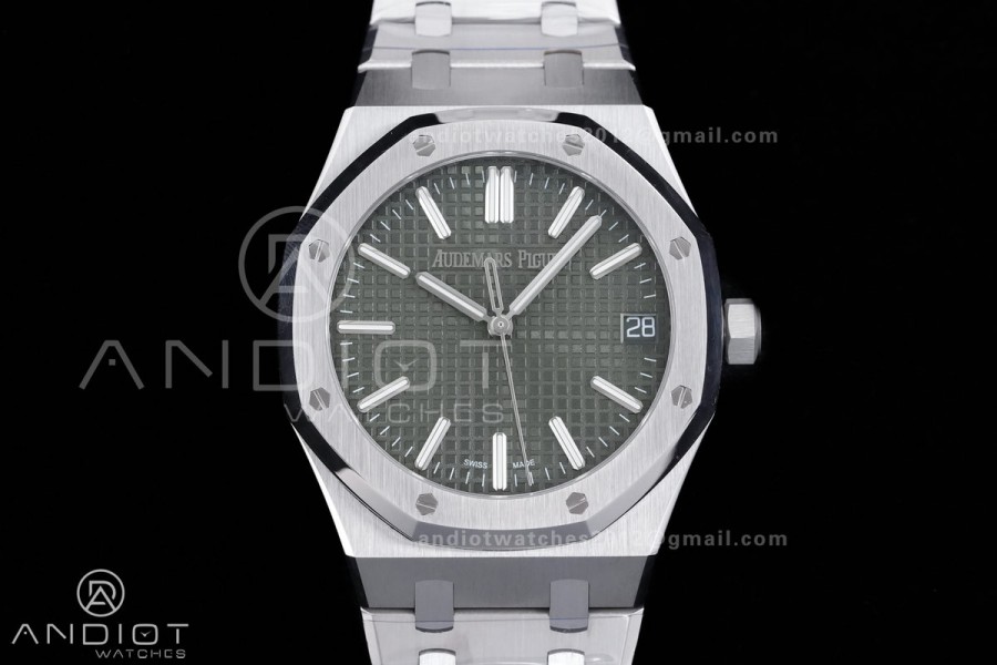 Royal Oak 15510 SS APSF 1:1 Best Edition Green Dial on SS Bracelet SA4302 Super Clone
