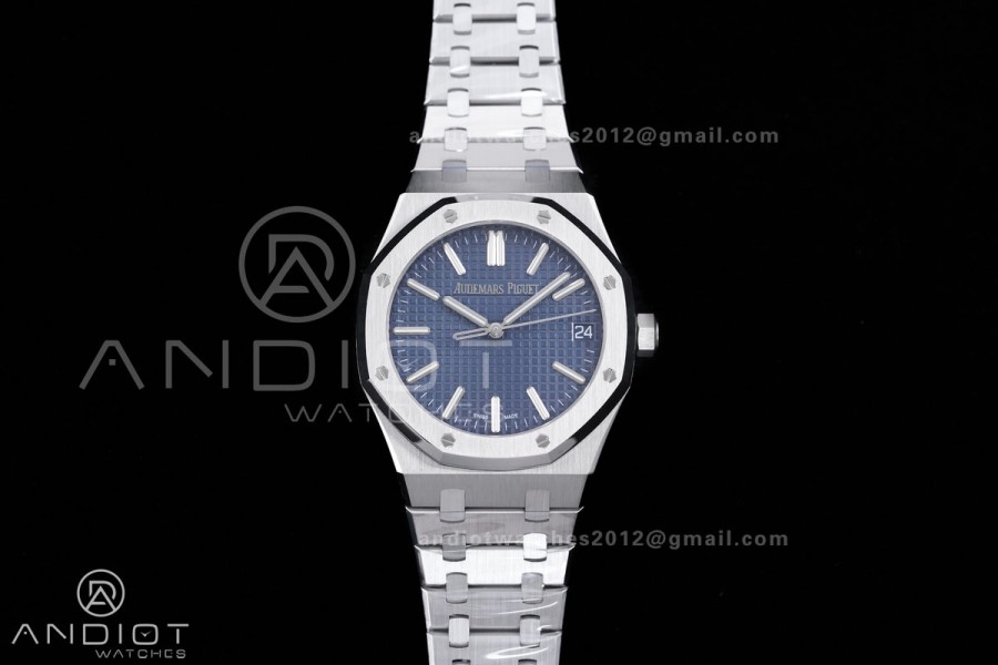 Royal Oak 15510 SS APSF 1:1 Best Edition Blue Dial on SS Bracelet SA4302 Super Clone