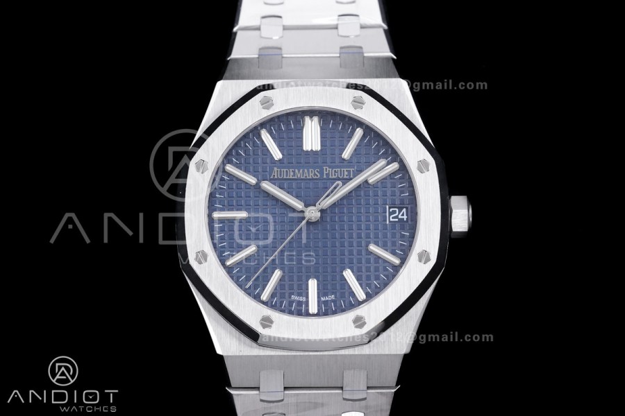 Royal Oak 15510 SS APSF 1:1 Best Edition Blue Dial on SS Bracelet SA4302 Super Clone