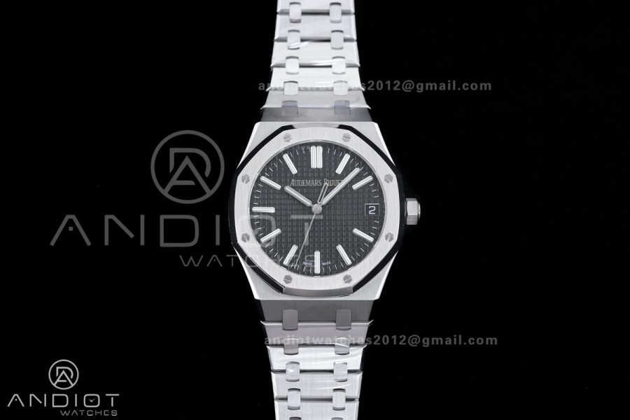 Royal Oak 15510 SS APSF 1:1 Best Edition Black Dial on SS Bracelet SA4302 Super Clone