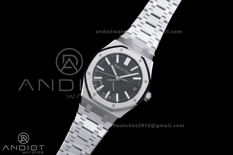 Royal Oak 15510 SS APSF 1:1 Best Edition Black Dial on SS Bracelet SA4302 Super Clone