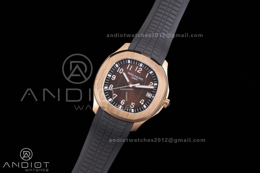 Aquanaut 5167 RG BUFF 1:1 Best Edition Brown Dial on Brown Rubber Strap 330 Super Clone (Weighted 124g)