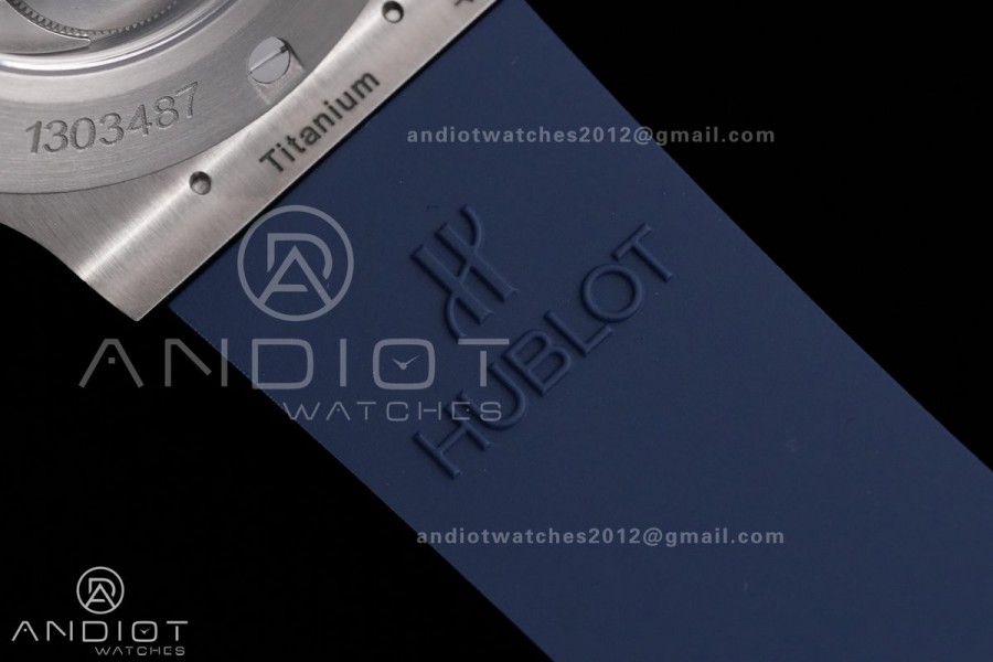 Classic Fusion 42mm Titanium JJZF 1:1 V2 Best Edition Blue Textured Dial On Blue Rubber Strap Asian SW300