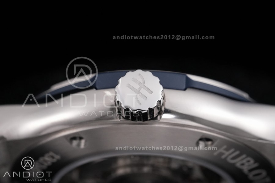 Classic Fusion 42mm Titanium JJZF 1:1 V2 Best Edition Blue Textured Dial On Blue Rubber Strap Asian SW300