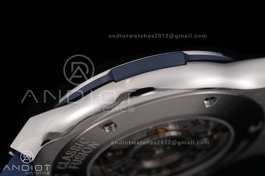 Classic Fusion 42mm Titanium JJZF 1:1 V2 Best Edition Blue Textured Dial On Blue Rubber Strap Asian SW300