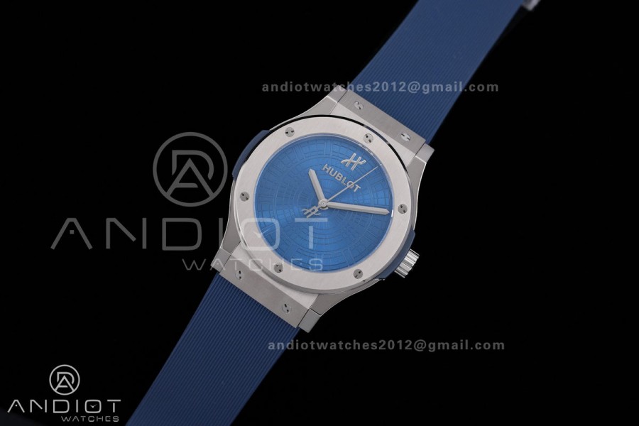 Classic Fusion 42mm Titanium JJZF 1:1 V2 Best Edition Blue Textured Dial On Blue Rubber Strap Asian SW300