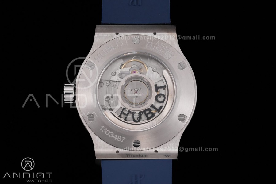 Classic Fusion 42mm Titanium JJZF 1:1 V2 Best Edition Blue Textured Dial On Blue Rubber Strap Asian SW300