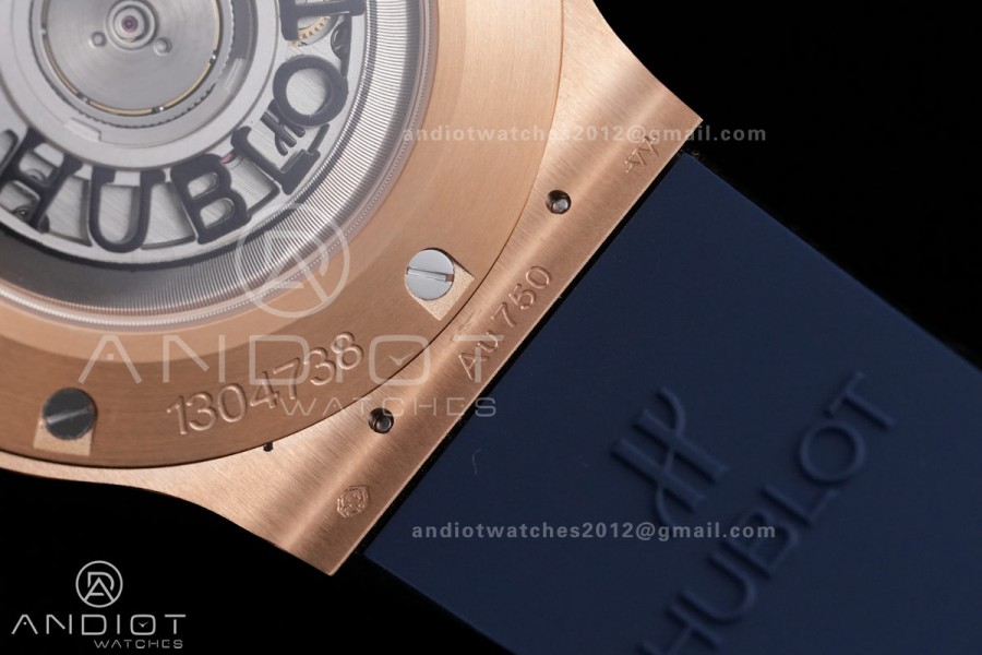 Classic Fusion 42mm RG JJZF 1:1 Best Edition Blue Textured Dial On Blue Rubber Strap Asian SW300