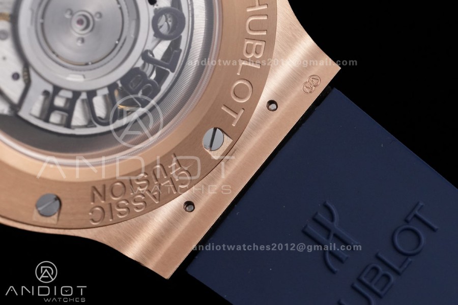 Classic Fusion 42mm RG JJZF 1:1 Best Edition Blue Textured Dial On Blue Rubber Strap Asian SW300