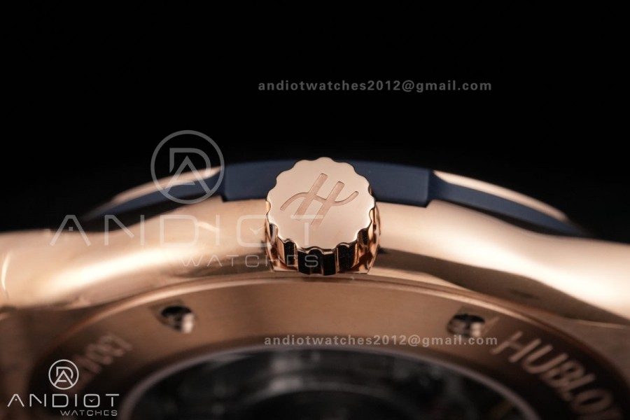 Classic Fusion 42mm RG JJZF 1:1 Best Edition Blue Textured Dial On Blue Rubber Strap Asian SW300