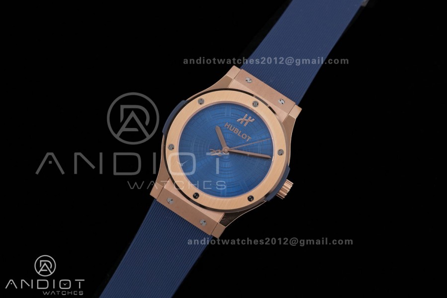 Classic Fusion 42mm RG JJZF 1:1 Best Edition Blue Textured Dial On Blue Rubber Strap Asian SW300