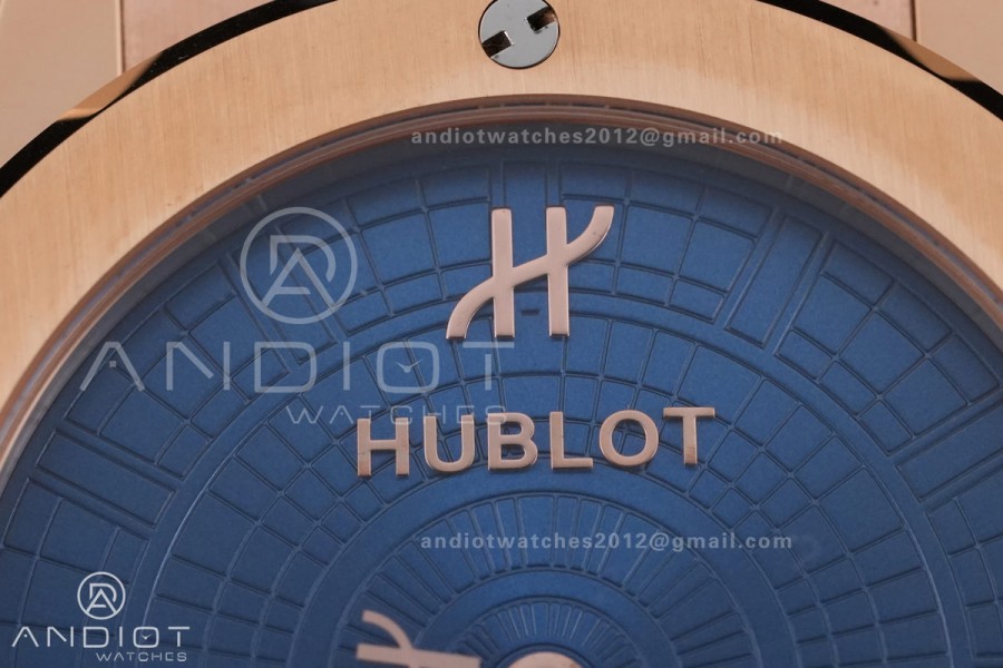 Classic Fusion 42mm RG JJZF 1:1 Best Edition Blue Textured Dial On Blue Rubber Strap Asian SW300