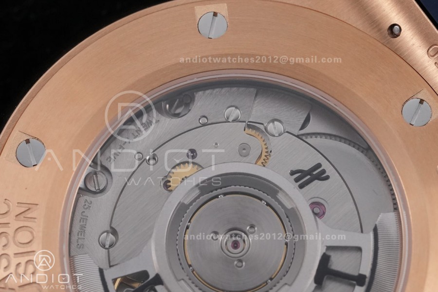 Classic Fusion 42mm RG JJZF 1:1 Best Edition Blue Textured Dial On Blue Rubber Strap Asian SW300